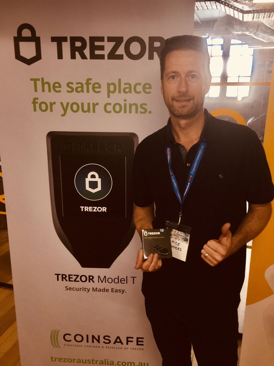 BlockConscious's tweet image. Congrats Mike Vokes, who won a @Trezor wallet today. Thx to @CoinsafeAus and #BlockConscious #TrezorAustralia #SecurityMadeEasy #Trezor