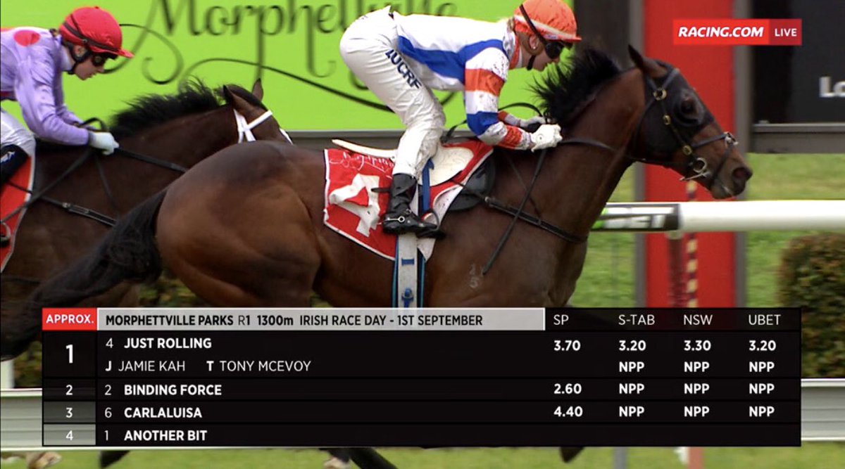 mcevoymitchell's tweet image. Exciting unbeaten colt JUST ROLLING (Sebring) rolls over top of a small field to win his first metro race at Morphettville #lasttofirst