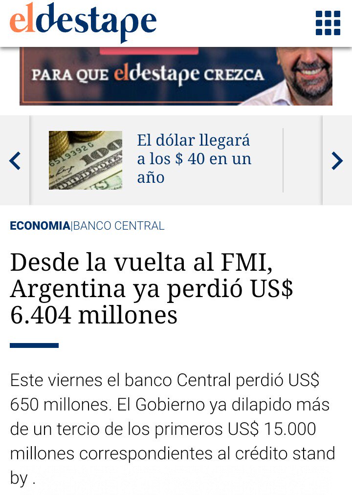 ODigitalEc's tweet photo. Argentina ya va perdiendo USD. 6.404 millones desde el retorno del FMI. Solo este viernes reservas del Banco Central cayeron en USD. 650 millones. Organización financiera dirigida por Christine Legarde impuso recortes en dicha nación. Miles de argentinos resisten en las calles. https://t.co/EpRyAtHklr
