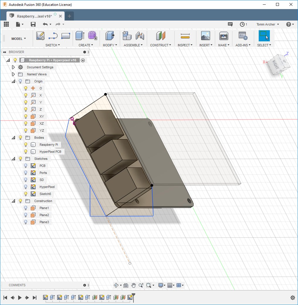 groundcontrolto's tweet image. Royal Mail are taking their time to deliver my @pimoroni #HyperPixel :( So in the meantime I&apos;m designing a case for it.