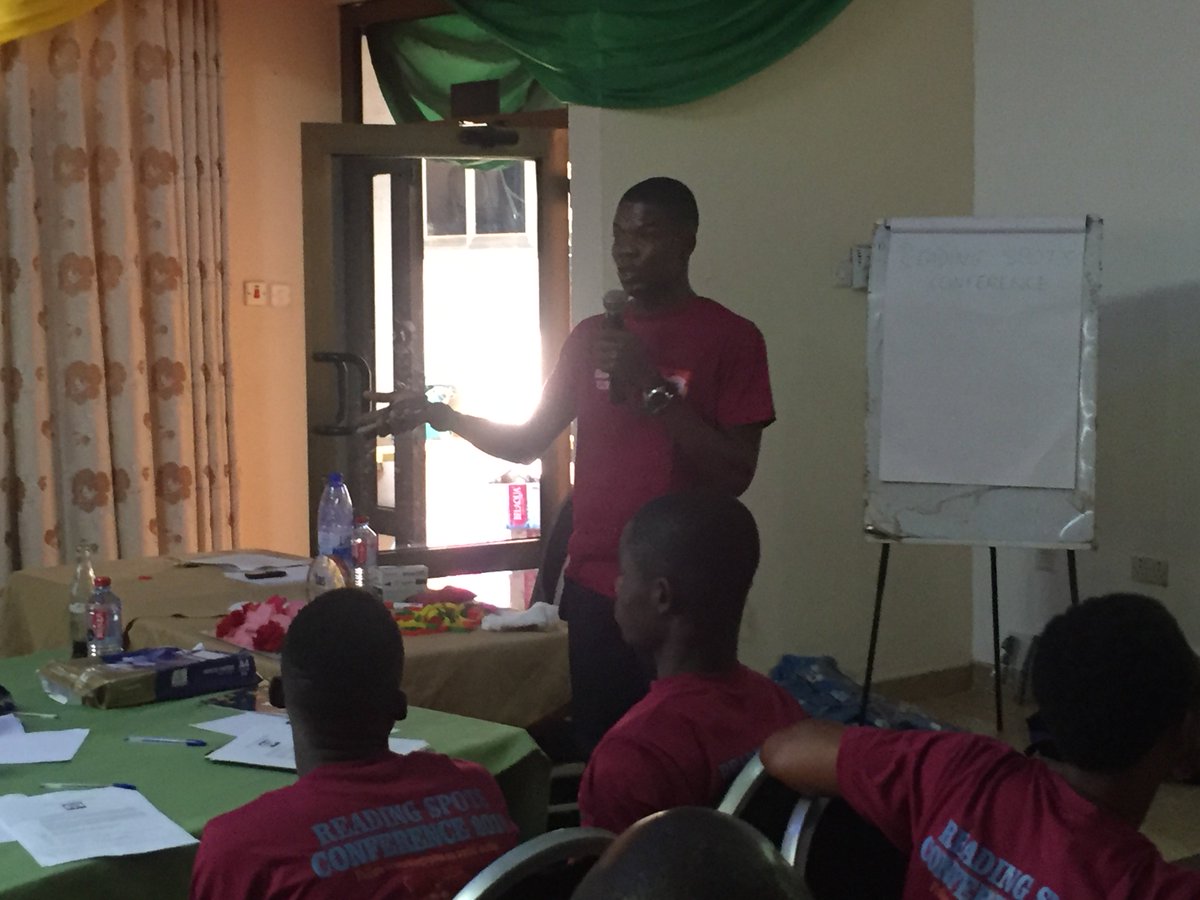 eduspots's tweet photo. YOUTH VOLUNTEER IN GHANA went to @stephentettegah for all his enthusiasm for the project and the leadership shown in building young readers in his community in Kalpohin, Tamale. Congratulations Stephen! #awards #conference #leadership https://t.co/ii0hTZ5iTR