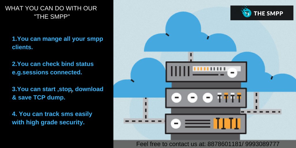 TheSMPP's tweet image. What you can do with our TheSMPP server panel?
 To know more about our THE SMPP visit our site 
 bit.ly/2vPBlnA : contact us at: 8878601181/ 9993089777
 sales@thesmpp.com
#TheSMPP #SMPPserver #SMPPpanel #SMPPclient #SMPPreseller #SMPP #BulkSMS #SMPPconectivity