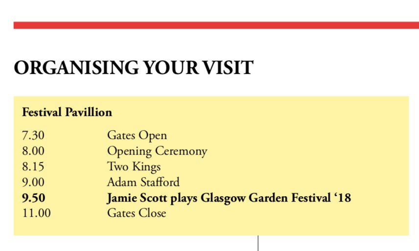 Stage times for Glasgow Garden Festival ‘18 tonight at <a href="/thegladcafe/">The Glad Cafe</a>. Some tickets left: thegladcafe.co.uk/events/afb8b2a…