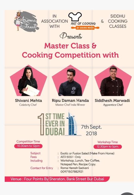 RipuHanda's tweet photo. #DUBAI 7th September!!! Four points by Sheraton , Bank street Bur Dubai.
Have a look at the picture for more details ...
.
.
#dubai #travel #cheflife #instachef #instafood #foodporn #competition #ripudamanhanda #rdh #foodphotography #workshop #rdh #masterchefdiaries https://t.co/ptqDt369Ua
