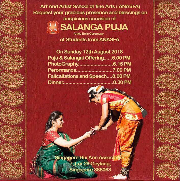 anasfasg's tweet image. #Congrats to all students who are ready for @anasfa #Bharatanatyam #Salangai Puja. #ANASFA invites you all for the auspicious Ankle Bells ceremony on 12 August 2018.#ANASFA #Singapore anasfa.com
