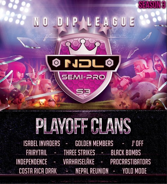 We are ready for playoff! <a href="/No_Dip_League/">No Dip League</a> 

Good luck to all clans🍀