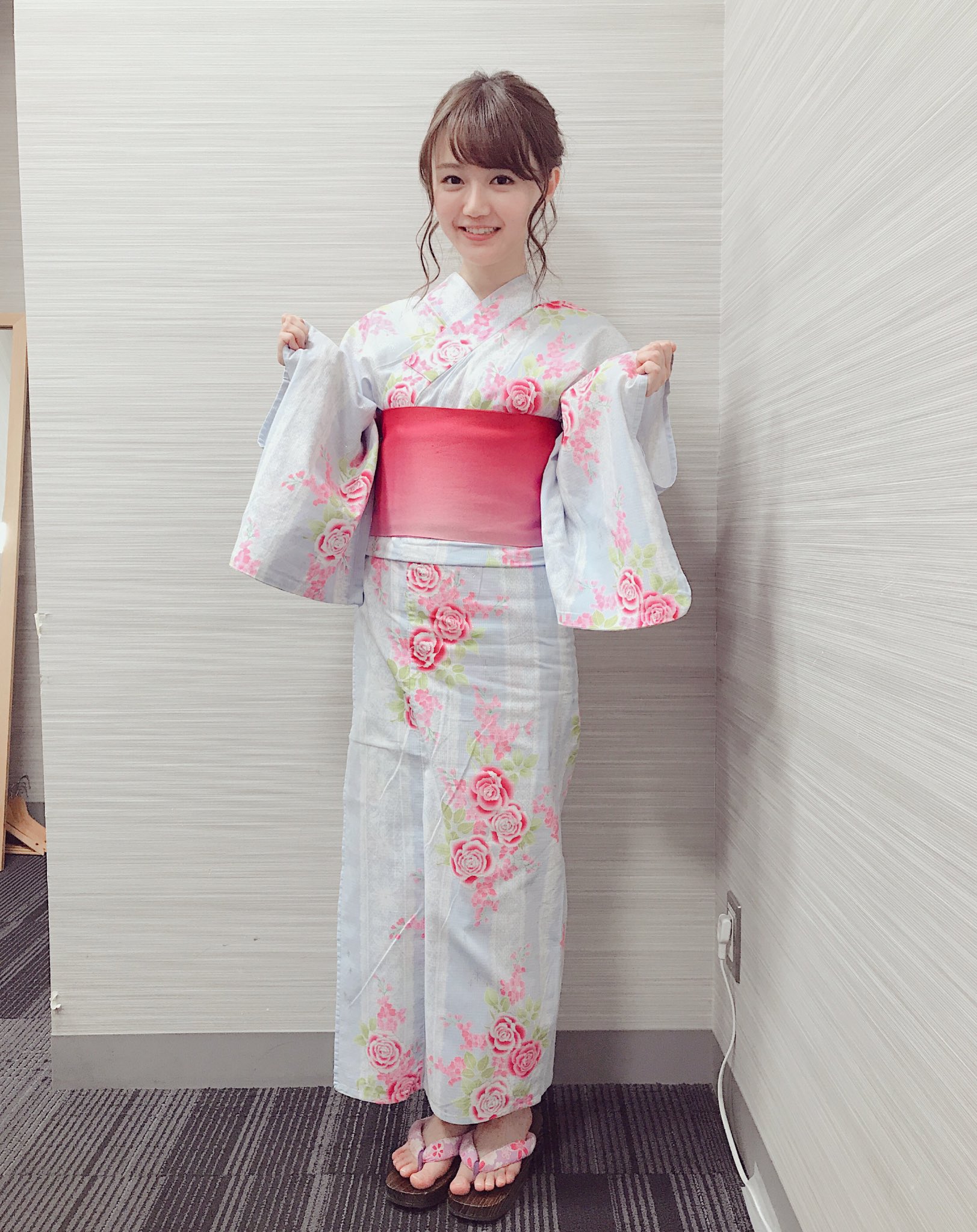 尾崎由香 浴衣 水色ピンクの淡い感じが可愛いかった T Co Ot2nd6p5qd T Co B0zenguhpt Twitter