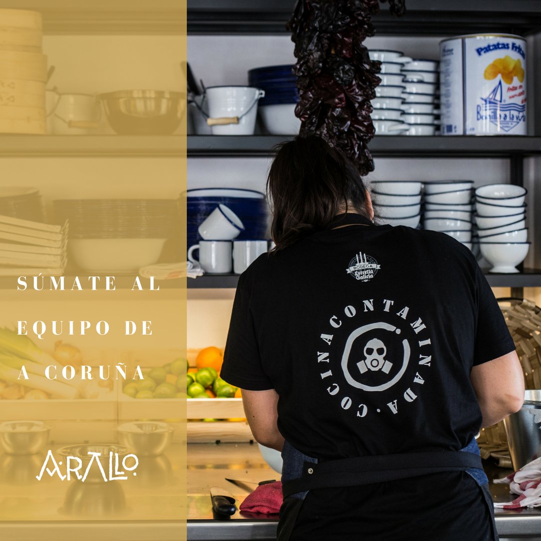 Arallo Taberna (@arallotaberna) on Twitter photo OFERTA DE EMPLEO ☞ ¿Eres un crack en la cocina?
¿Y si te unes a la #MilitanciaAtlantica?
Estamos buscando talento con experiencia en cocina para nuestro #AralloCoruña. ¿Qué dices?
Envíanos tu CV a hola@arallotaberna.com
¡Te estamos esperando! OFERTA DE EMPLEO ☞ ¿Eres un crack en la cocina?
¿Y si te unes a la #MilitanciaAtlantica?
Estamos buscando talento con experiencia en cocina para nuestro #AralloCoruña. ¿Qué dices?
Envíanos tu CV a hola@arallotaberna.com
¡Te estamos esperando!