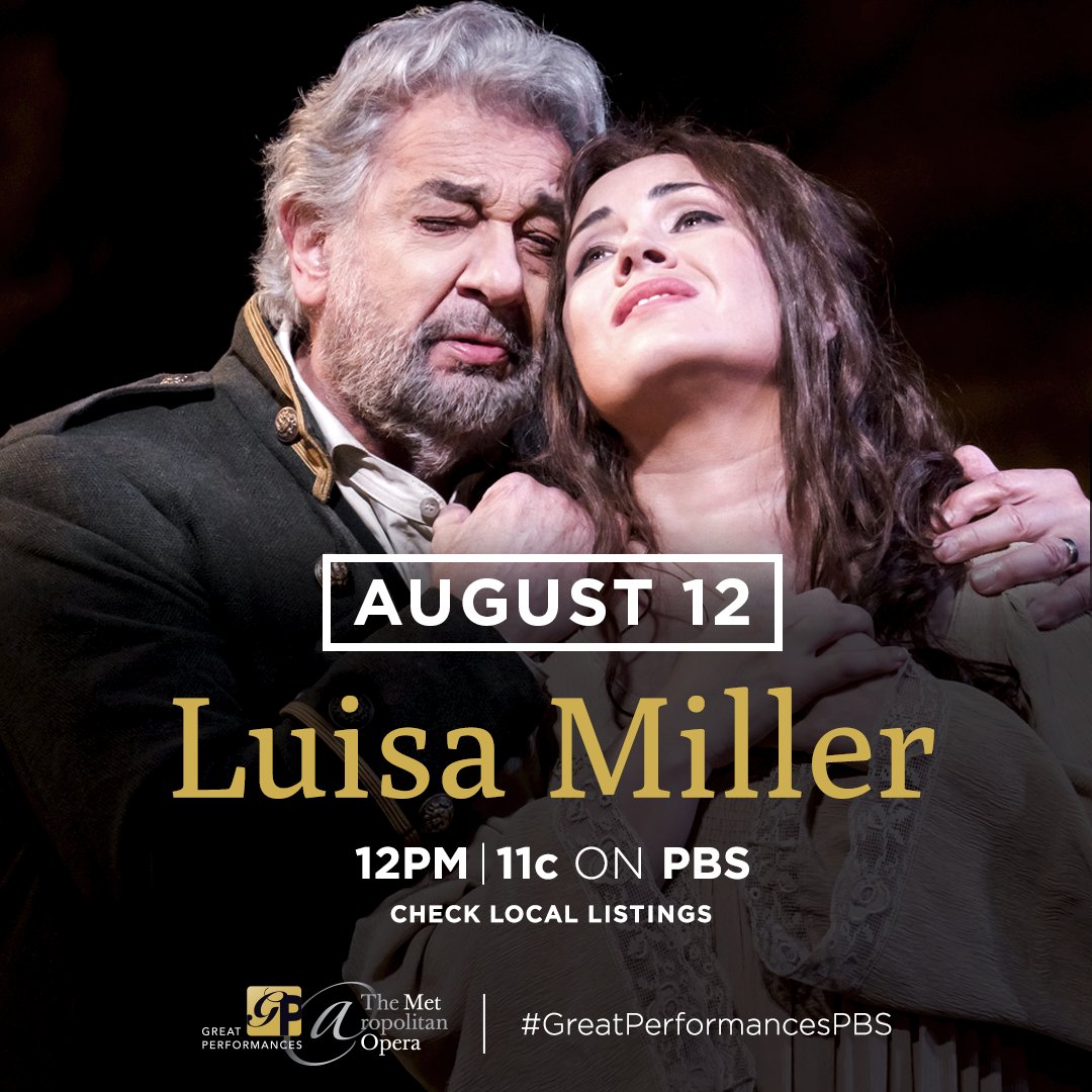 For my American friends: Don't miss the @GPerfPBS telecast of #LuisaMiller from the @MetOpera on Sunday, August 12 at 12 p.m. (check local listings.)!
#GreatPerformancesPBS 
@PlacidoDomingo #PiotrBeczała #AlexanderVinogradov #OlesyaPetrova #DmitryBelosselskiy #BertranddeBilly