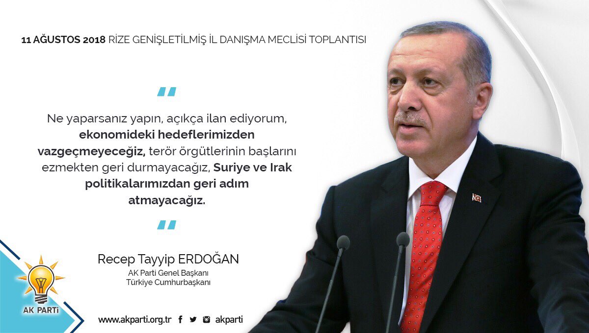 Akparti's tweet photo. "Ne yaparsanız yapın, açıkça ilan ediyorum, ekonomideki hedeflerimizden vazgeçmeyeceğiz." https://t.co/qavCWqv4N0 https://t.co/itWhbRMp6r