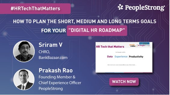 peoplestrong's tweet photo. Just back at work from #TechHR18 and working on your #DigitalHR Roadmap to #BreakFree? Here's your ready reckoner as shared by Sriram V, CHRO, @BankBazaar and @prakasharao , Chief Experience Officer @peoplestrong | Watch it Now- https://t.co/WGq2xU9N0P https://t.co/TMC0sqOHsi