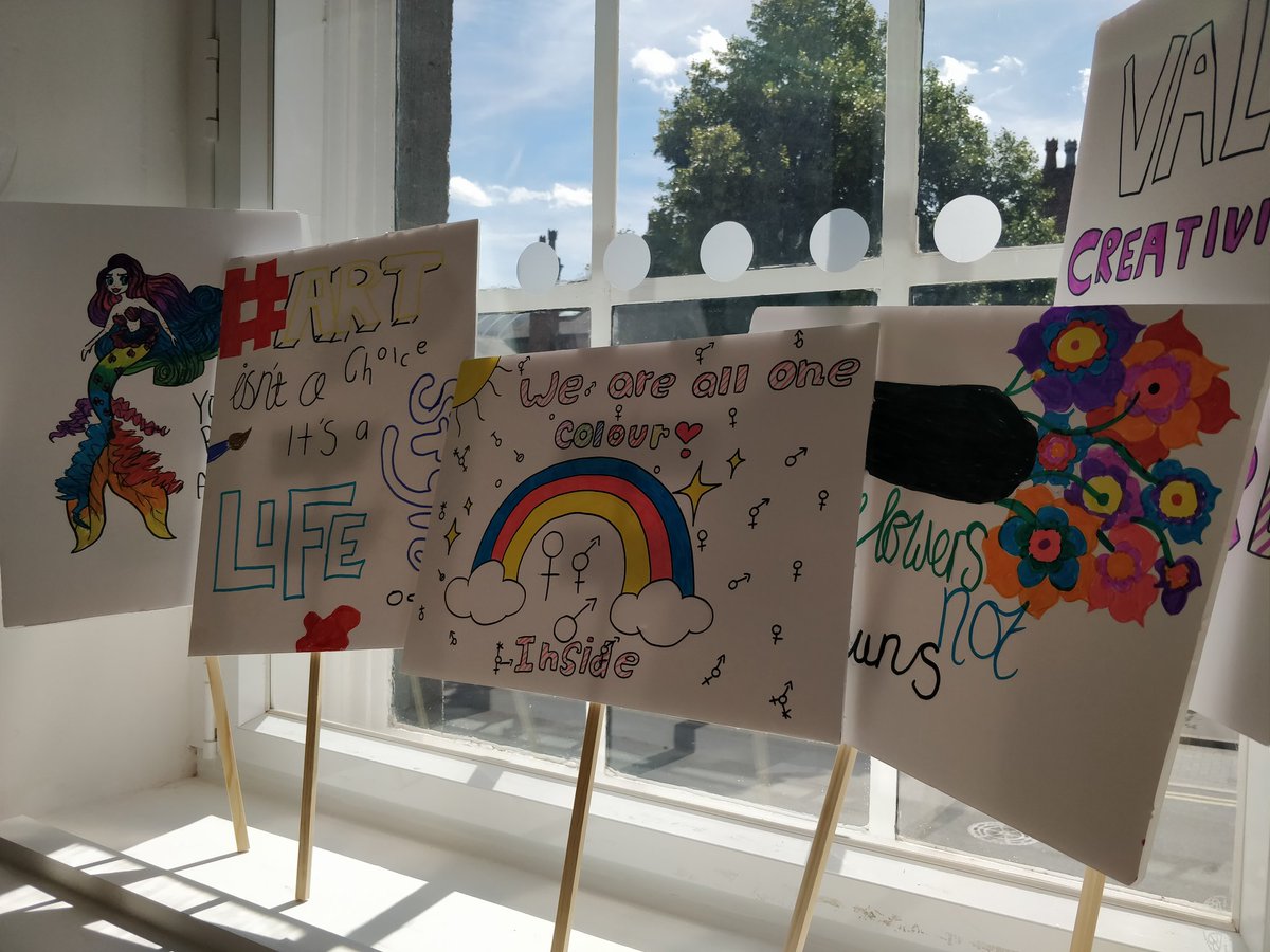 JoWilliams24's tweet photo. So impressed by the #ArtSchoolforRebelGirls exhibition! Such amazing creativity &amp; energy - don't miss this fantastic display by inspiring young women

 #artsengagement project by @Pavilion_Leeds - open Tues 14th - Sat 18th in @FAHACS https://t.co/hgGilSbvB7