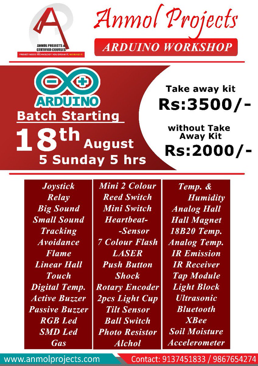 Succesprojects's tweet photo. Do you lack in techanical knowledge ???? Then this is the correct opportunity to upgrade your techanical skills.....
Enroll now for our upcoming Arduino and 40+ sensors
#arduino #sensors #techanical #knowledge #skills #enrollnow #anmolprojects https://t.co/A6OvI3ZNho