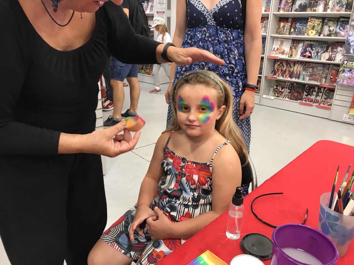 ForbiddenPlanet's tweet photo. Face painting at #FPLondon. #FPis40 https://t.co/HiXlgegYTp