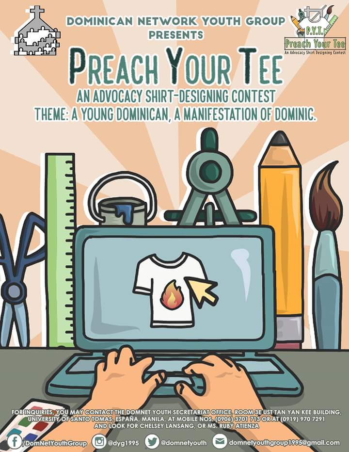 domnetyouth's tweet photo. Get ready to unleash your creativity because this is... 

PREACH YOUR TEE! An Advocacy Shirt Designing Contest. 

Your design might be our next DOMNET Shirt! 

#PreachYourTee
#ONEDOMNETYouthGroup
#BlazeTheTrail
#DominicanYouthMoves https://t.co/LkiKAkhZZh
