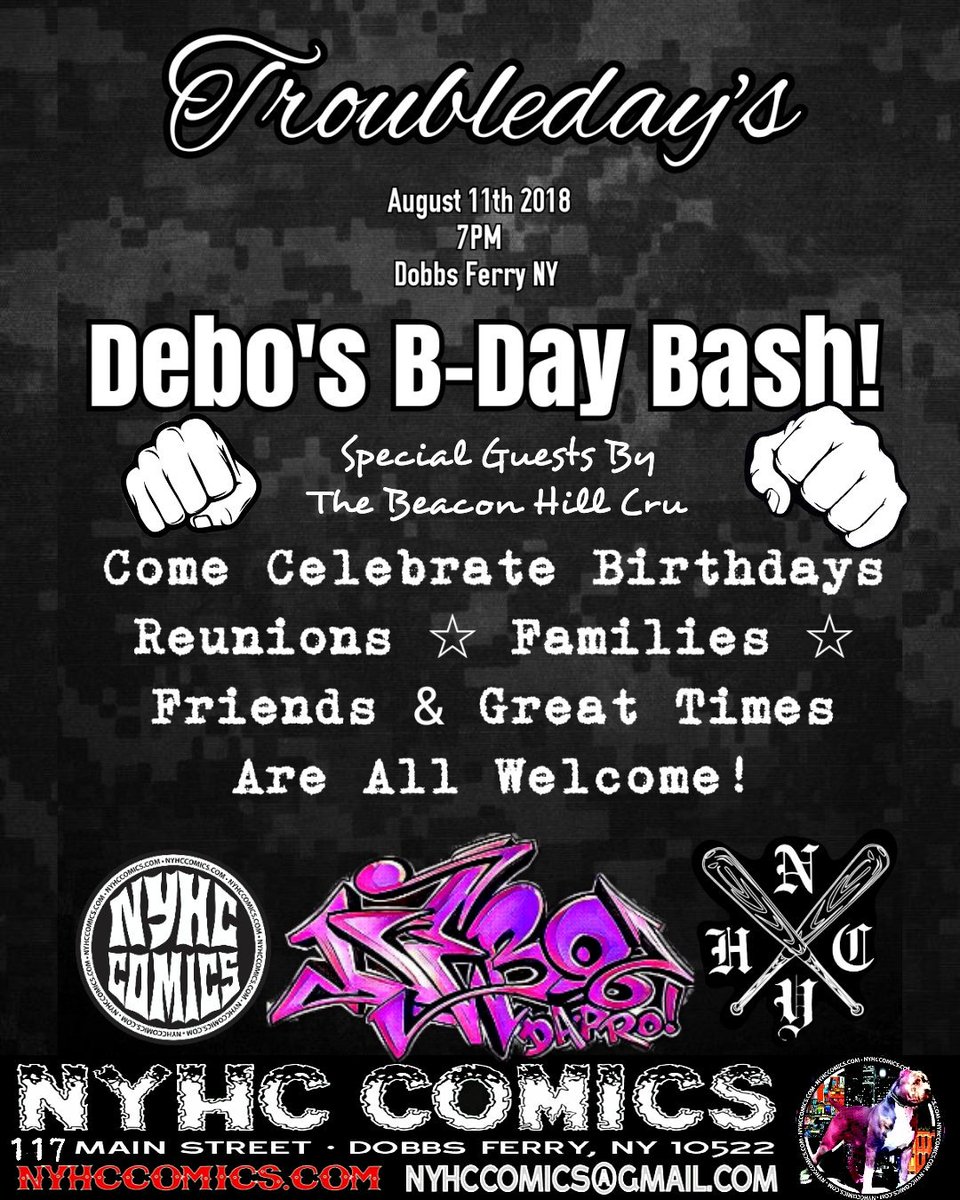 nyhccomics's tweet photo. #HappyBirthday To #DeboDaPro On #SuperHero #Saturday @nyhccomics Are Celebrating For The Next 24 Hours! All Welcome & Invited To #Doubledays 1/2 Block Down From The Shop To Celebrate Great Times!
π
#NYHCCOMICS
117 MAIN ST
DOBBS FERRY NY
(914)-707-1969
https://t.co/mCKrUlRqQ2 https://t.co/IdqnYmXUr9