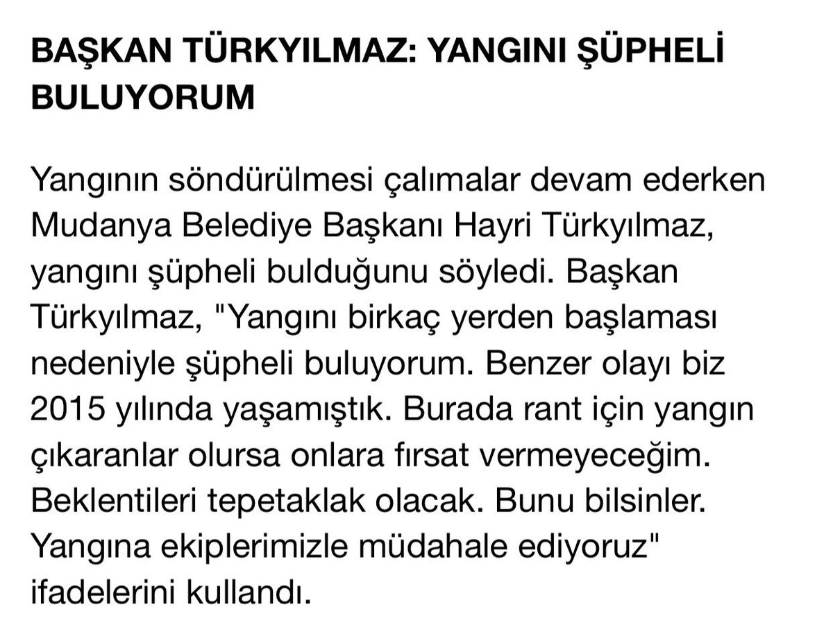 Çağrışan’daki yangın ile ilgili Mudanya Belediye Başkanı Hayri Türkyılmaz’dan güzel bir açıklama geldi. Bu alanı yeniden ağaçlandırmanızı istiyoruz sayın başkan. <a href="/HayriTurkylmz/">Hayri Türkyılmaz</a>