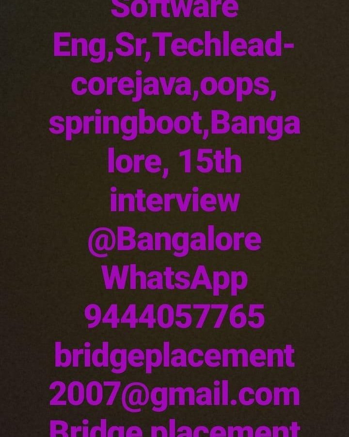 Bridgeplacement's tweet image. #softwareengineer #srsoftwareengineer #techlead #itjobs #bridgeplacementjobs #java #oops #springboot