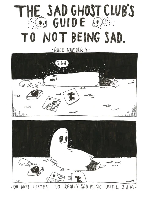 What's your go-to sad track? Yknow the one that you play and then you're like 'hmm, should I be worried that I'm listening to this song again?' 

Comic from our zine - The Guide To Not Being Sad, which is available here - https://t.co/mkbwOfdVAN 