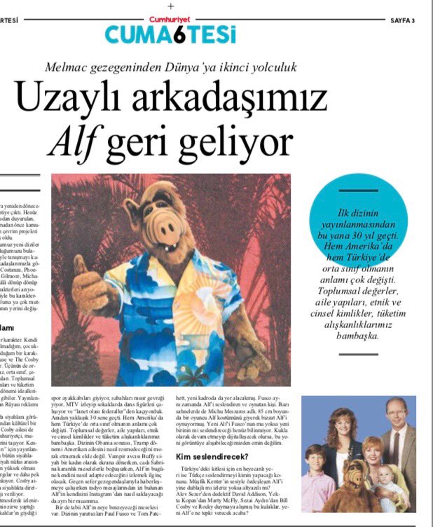cuma6tesi's tweet photo. Melmac gezegeninden arkadaşımız Alf geri dönüyor. Müşfik Kenter’den sonra onu kim seslendirecek acaba? https://t.co/Y1TufC51l6