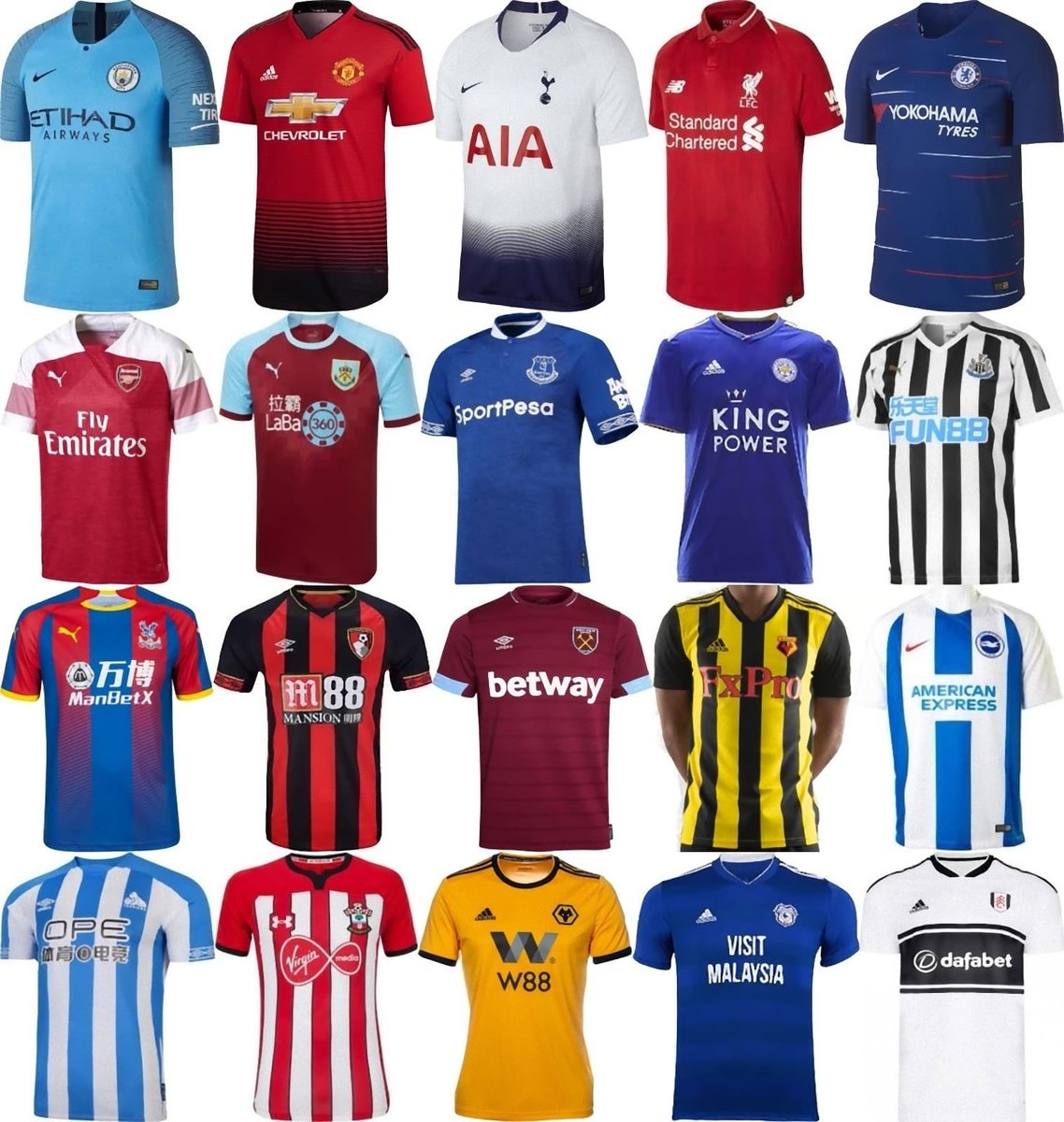 ユニ11 プレミアリーグ 18 19 ホームユニフォーム一覧 T Co Xftqejk6sh 18 19 Premier League Home Jerseys