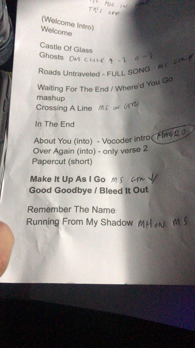 LPLive's tweet photo. Incheon, South Korea setlist at the Incheon Pentaport Rock Festival today. #PostTraumaticTour https://t.co/GhjWVnsDsI