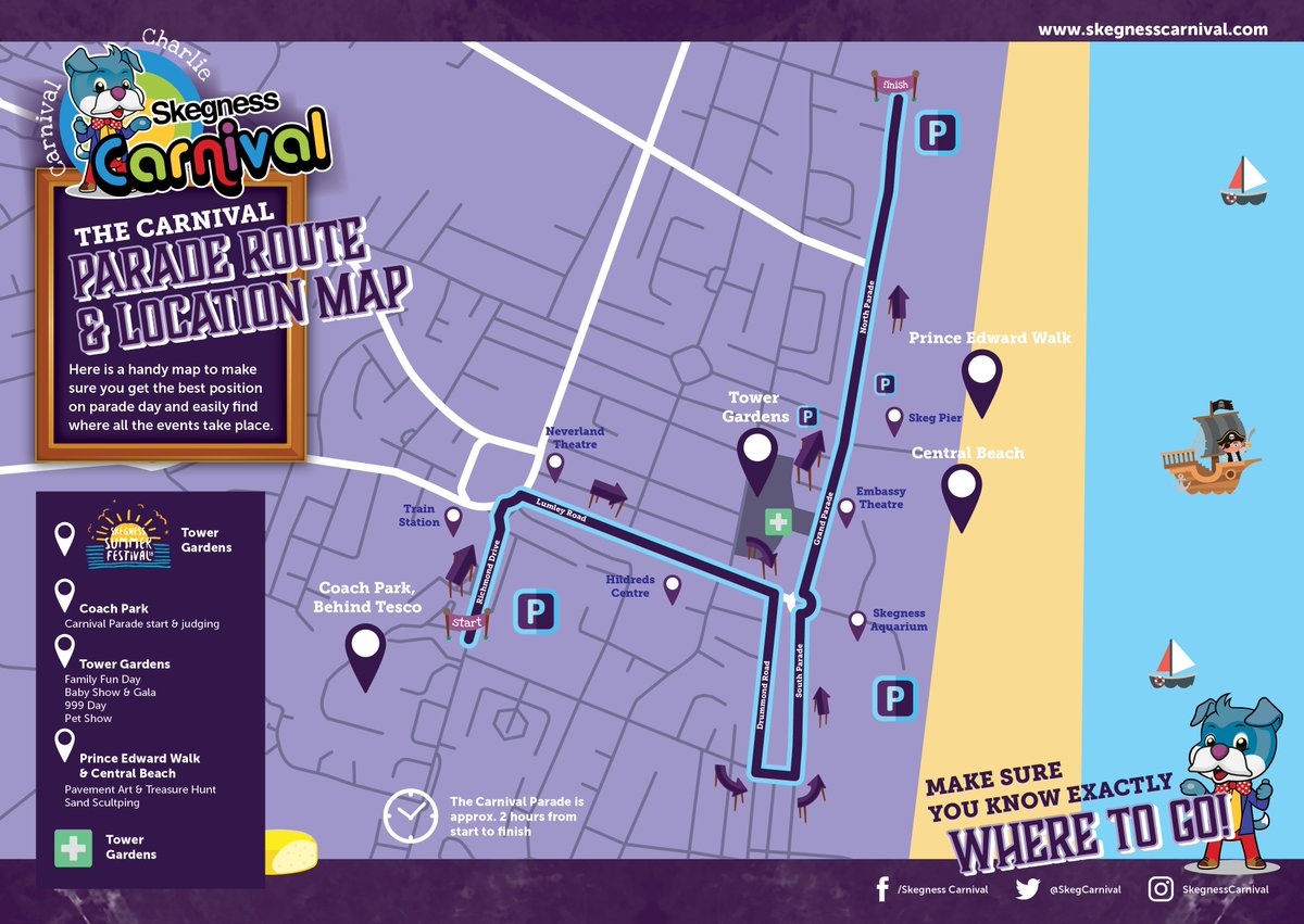The Carnival starts tomorrow! Here is the Skegness Carnival Parade Route 2018