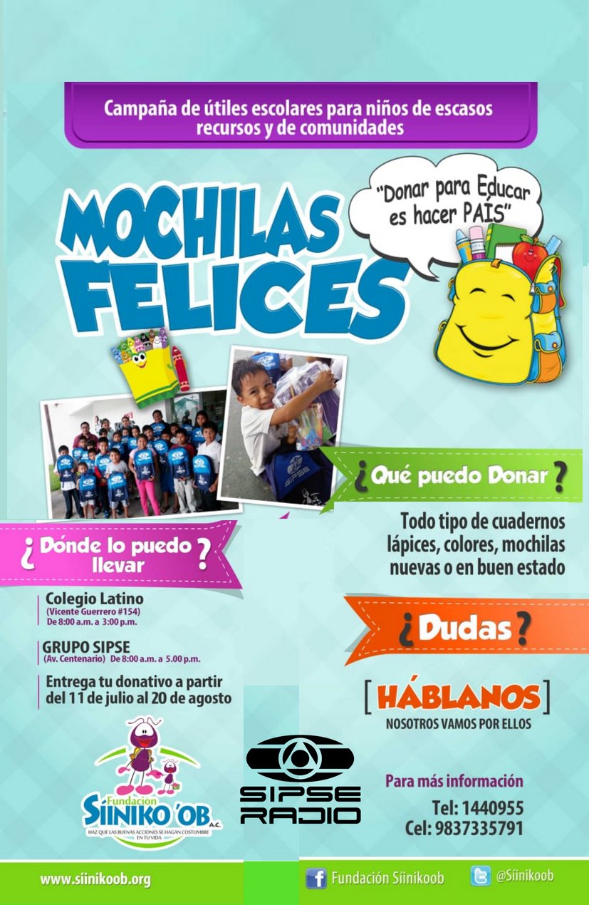 SEQ Educación on X: Mochilas felices, campaña de útiles escolares para  niños de escasos recursos y de comunidades.  / X