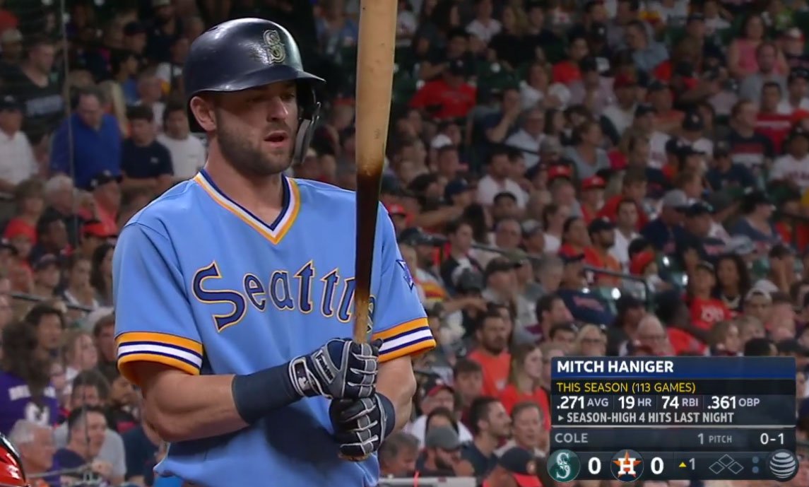 Chris Creamer  SportsLogos.Net on X: The Seattle #Mariners and Houston  #Astros turned back the clock last night for a classic rainbow vs powder  blue uniform matchup. Check out pics from the