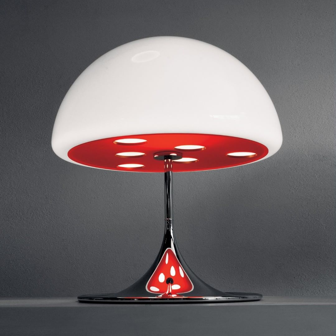 . @martinelliluce 's Mico - Table lamp design @marcsadlerstudio Line: New Classic Result of the collaboration of Marc Sadler and Elio Martinelli, the lamp, produced in 2003, reveals its secret color projecting it on the curvature of the base. #lightsource