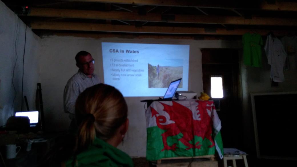 Happening now at the harvest party- Tony Little talking about CSA's <a href="/CSANetwork/">CSA Network UK</a> upscaling and diversifying them.