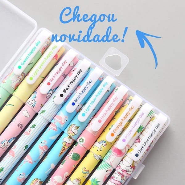 upstorebel's tweet photo. Tá faltando caneta? Não vai estar mais. O kit com 10 canetas cheias de estampas fofas e cores diversas já está na loja online.
Veja mais em https://t.co/mGlRDg3Hta https://t.co/Qgw9wkHa4u
