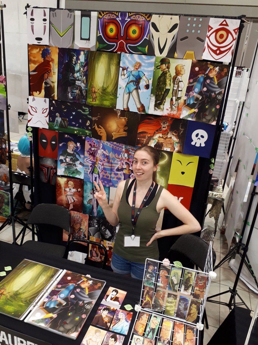 LaurenKurmey's tweet photo. Day 2 of #animethon2018! I'm selling prints, stickers, bookmarks, and coin purses! Plus all my older work is hugely discounted! 🌟😊 #art #animethon #yeg #edmonton https://t.co/f1x4Nquyso