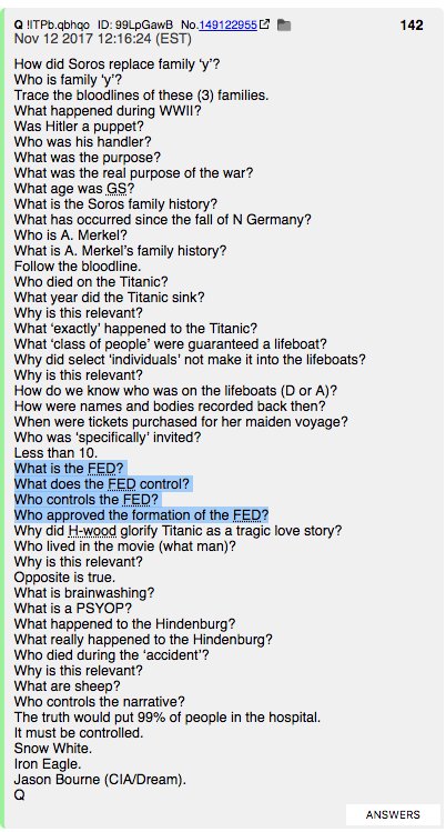 Anons are missing  #Q's instructions. BLOODLINES. EXAMPLES:Q133 "Important to progress. Who are the puppet masters?" "Follow the Bloodlines"Q142 "Trace the bloodlines of these (3) families."Q299 "Rothschilds (cult leaders)(church)(P)" @POTUS  #QArmy  #QAnon  #Payseur  @AvonSalez