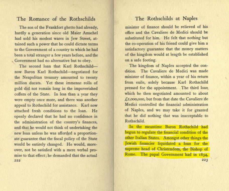 Q1021 "1832 Rothschild loan to the Holy See."P = Payseur?The Rothschilds, after a $ battle, funded the Vatican along with the many un-named Parisian bankers. We believe that the  #Payseurs were indeed one of those banker families.  https://archive.org/details/romanceofrothsch00balluoft @POTUS  #WWG1WWA  #QAnon