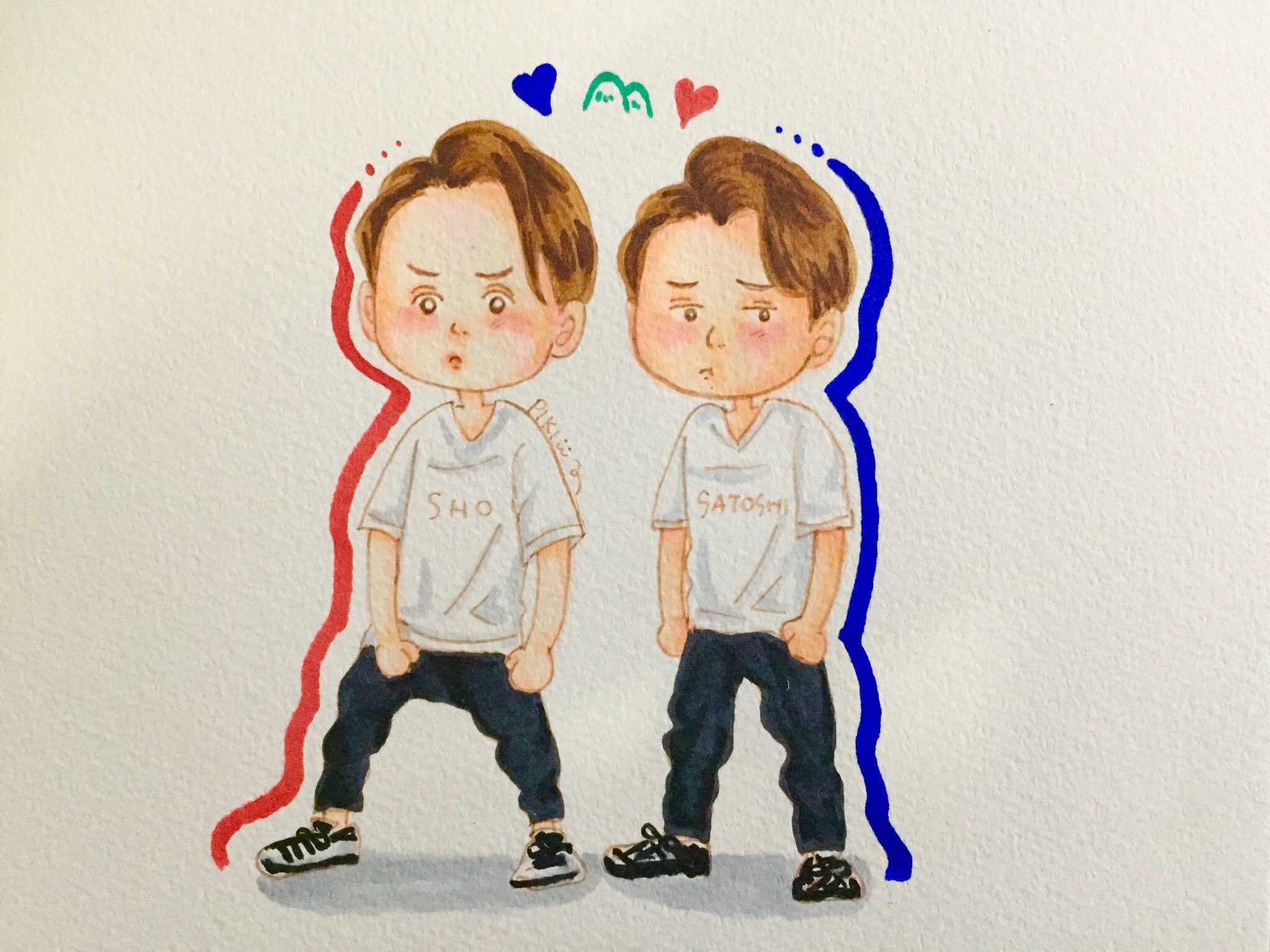 Piki W 昨年の山の日は 確か熱出て寝込んでました 今年はなんと 山の日が終わってから描くという だからかな 2人ともむくれてるのは 可愛いおじさんです 嵐イラスト 嵐 櫻井翔 大野智 山コンビの日 T Co 31spauzynk