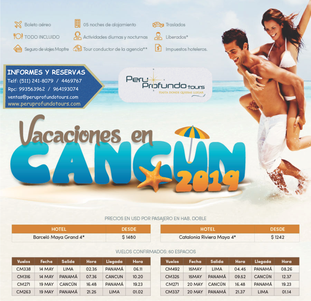 PeruprofundoT's tweet photo. Vamos a Cancún!!! ✈️🌎
Ubicanos: Av. Larco 101, Miraflores 🏢
Informes: (01) 2418079 o 993563962 📞
#Peruprofundotours #hastadondequierasllegar
#viajerosporelmundo #Miraflores #Peru #Cancun https://t.co/eq79Q933HH