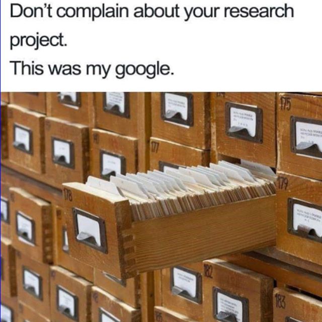 sjsulibrary's tweet photo. Seek and you shall find. #organization #onpoint #libraryhumor #oldschool #cleanhumour #cleanlaugh #cleanjoke #cleanhaha repost from ๐ท: @cleanhumour https://t.co/S8cwWqd6rF
