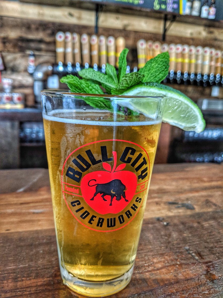 bullcitycidery's tweet photo. MOJITO Cider is here (mint, lime &amp; agave) and it is tasty... @thehumblepig coming to feed us 3-9pm in Durham! 

#drinkthebull #differentisdelicious https://t.co/LdVaW7BvGC