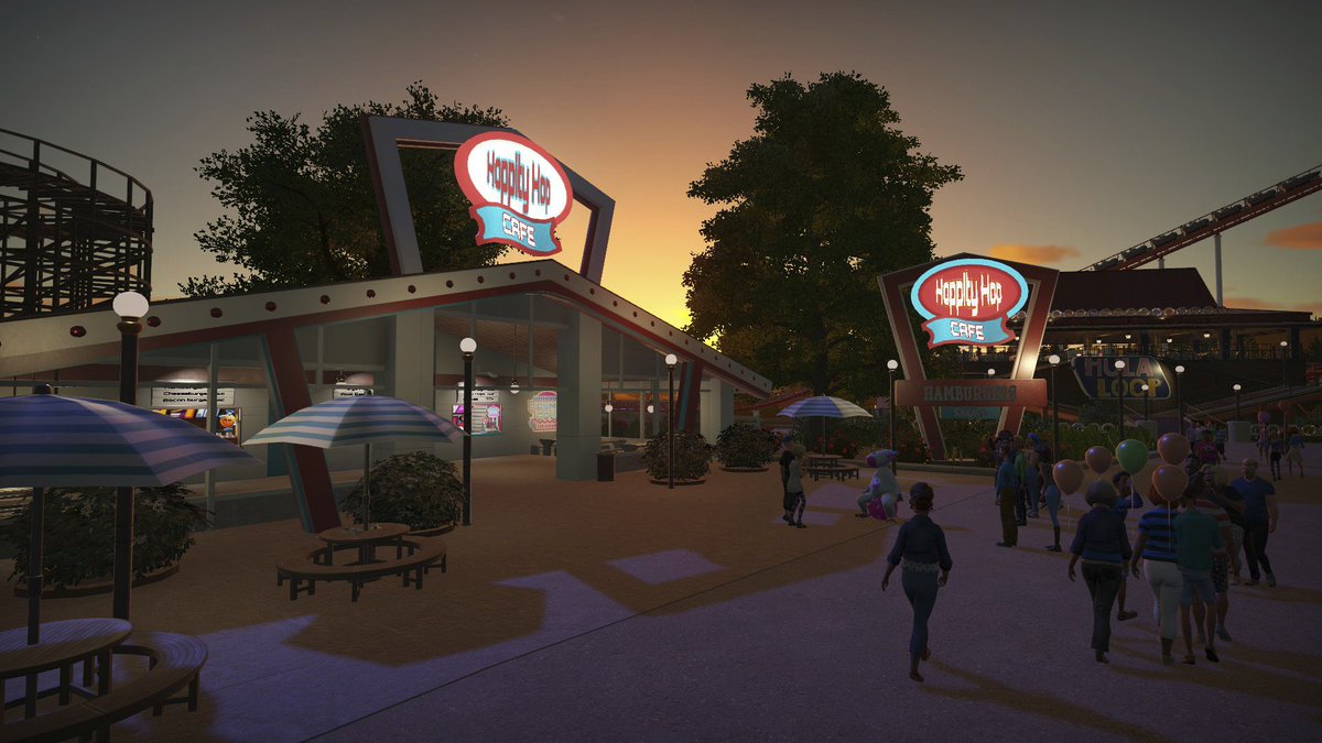 MuseratoPC's tweet photo. Hoppity Hops (aka Space Hops) were introduced in the late 60s and became popular in the 70s. That's what #cosmiccow sits on. It seemed like a perfect fir for 1977 Playtime Park. #PlanetCoaster https://t.co/exS0CjanCH