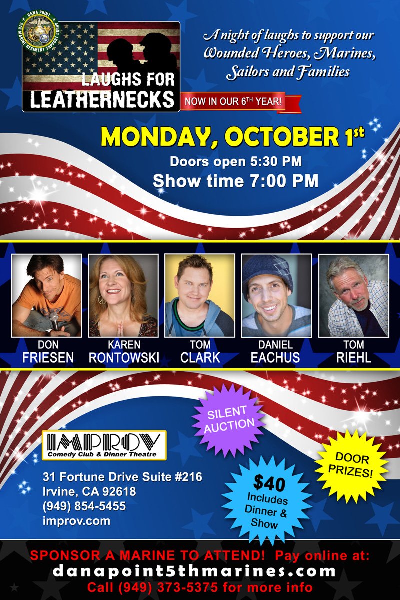 A day without laughter is a day wasted!
- EE  Cummings

Attend Laughs for Leathernecks Oct 1 <a href="/TheIrvineImprov/">Irvine Improv</a> and "Sponsor a Marine” so you may put a smile on the faces of our Brave Defenders.
DanaPoint5thMarines.com/2018-laughs-fo…
#Marines #Comedy