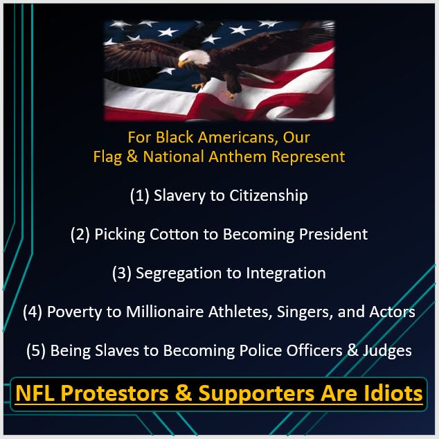 1ProudBlackAmer's tweet image. I Stand For Our Anthem &amp;amp; Flag! #NFLprotests #TakeAknee #BlackPeople #AfricanAmerican #iStand #ProudAmerican #RacialUnity #StopTheViolence