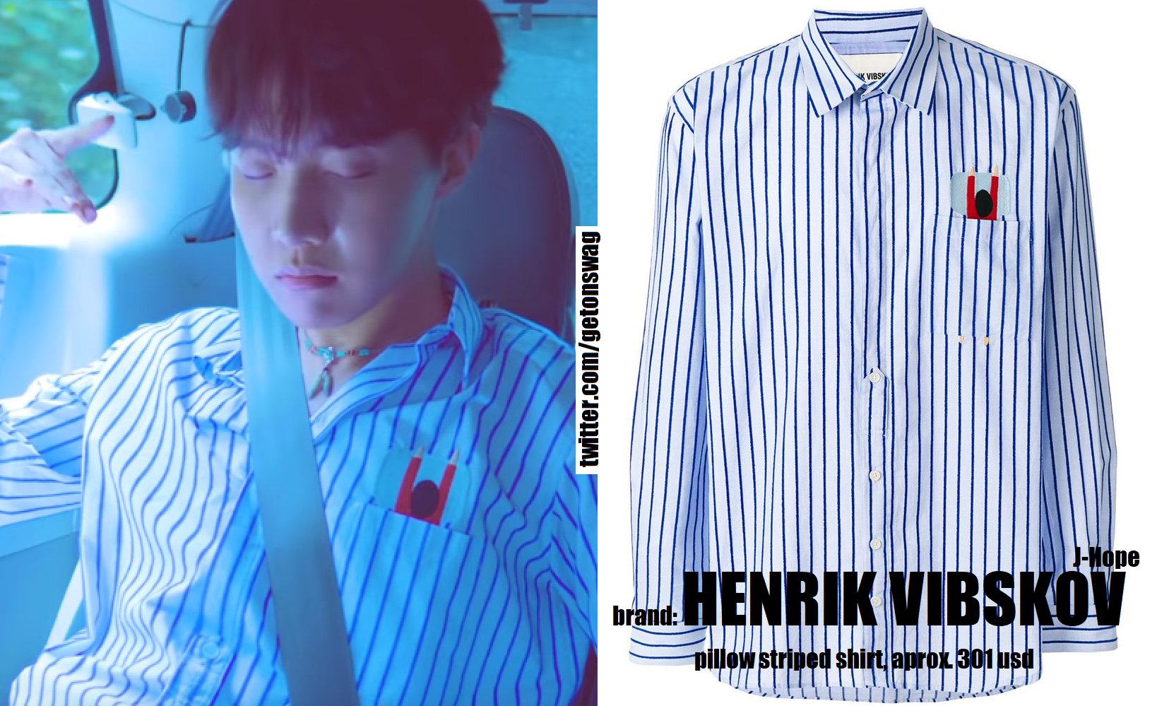 アイドル J-HOPE Stripe PK T-Shirt S BTS J-HOPE Stripe PK T-Shirt, Size L