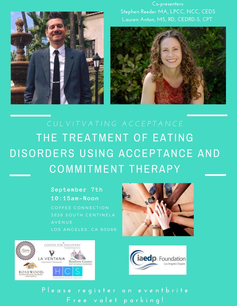 iaedpLA's tweet photo. 9/7 @iaedpLA presents! Join us for our educational event, register on eventbrite. CE provides by @TheMonteNido #acttherapy #iaedpla @LgaNutrition #LosAngelesCL #edprofessionals #eatingdisorderrecovery ๐ https://t.co/2lljzkM8VZ