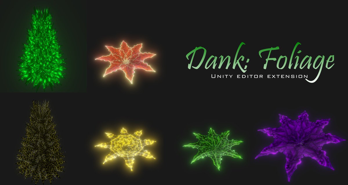 630Studios's tweet photo. "Dank:Foliage" - Design unique and beautiful foliage quickly.
Coming soon to @AssetStore. 
Just working on creating some nice marketing material for the new extension. What do you guys think?
@madewithunity @unity3d #unity #indiegamedev #gamedev #indiewatch https://t.co/xADBBoq14u
