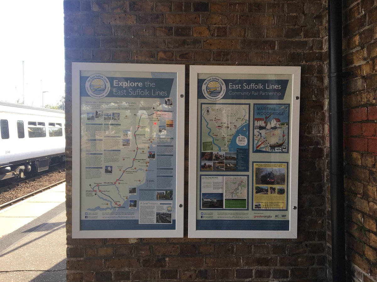 EastSuffolkLine's tweet image. Quick trip to update our #CommunityRail maps &amp;amp; boards at @greateranglia #Woodbridge Station today with bonus of #topguard @TheNorfolkScot on journey back too