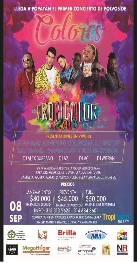 RT a esta imagen y participa por un kit 🎒 del #Tropicolor2018 que te entrega Bless Card Popayán y al cierre del los durisimos de <a href="/TropiPopayan_/">Tropicana Popayán</a>  106.1 FM conoceras al ganador. Concurso válido durante la emisión del programa!!!
ACy R..