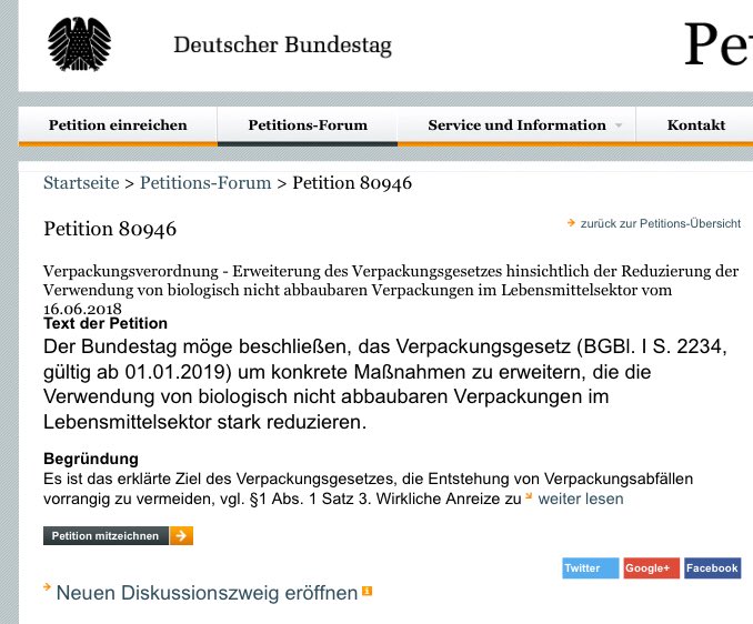 DoneWithPlastic's tweet photo. #Plastikverpackungen im Supermarkt sind oft unnötig. Solang es keine Gesetze gibt, wird sich jedoch nicht viel ändern. Jetzt #Petition zeichnen: https://t.co/cbHFj7WiId #donewithplastic #stopplasticpollution https://t.co/s8A9tTGyqL