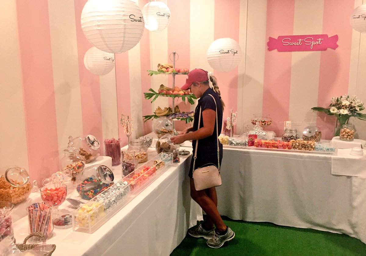 How great is this room? Ice cream and candy and all kinds of goodness after a looong day in the heat. #USWomensAm