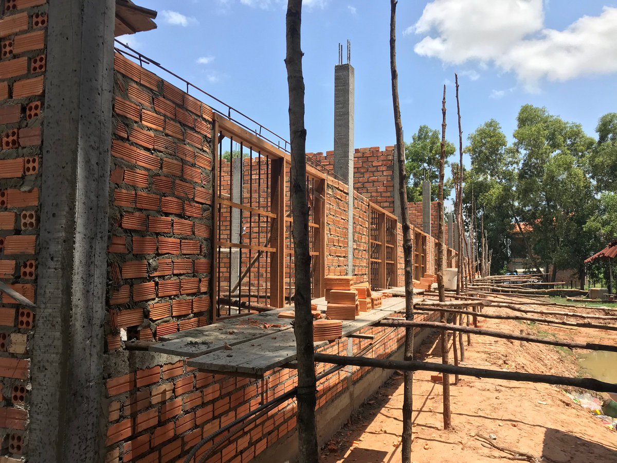 The walls are going up -- 
Photo update of our Beng School Construction project from our Field Director, Sor Ratanak. #Cambodia #education #schoolconstruction